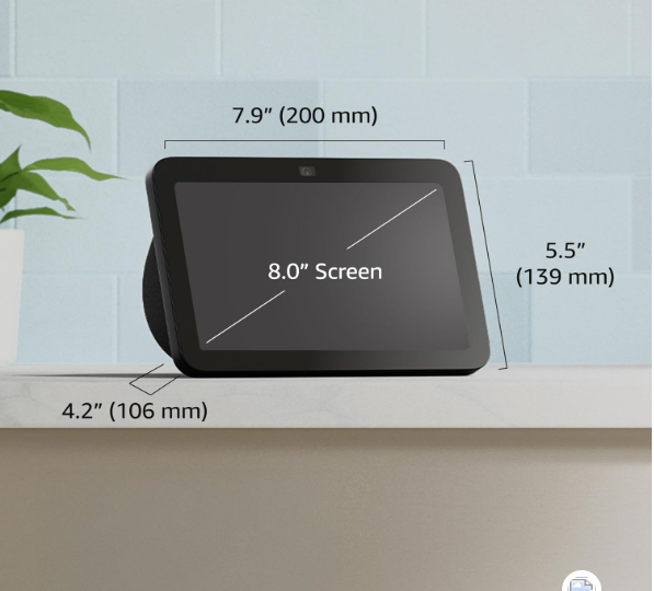 amazon echo show 8 (newest model) with spatial audio, smart home hub and elexa glacier white1