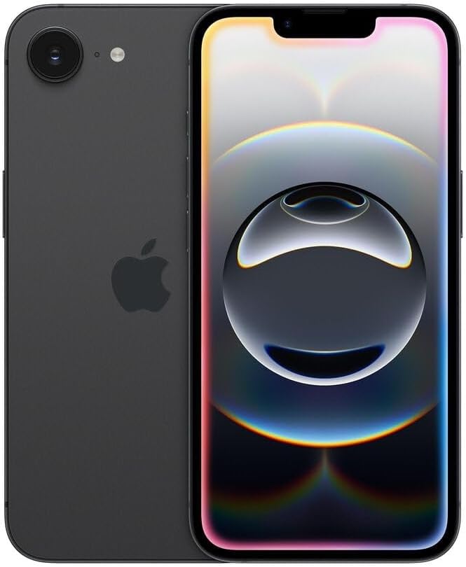 Apple iPhone 16e 128GB Black Unlocked Renewed front view"