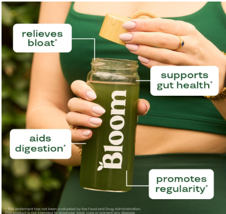 bloom nutrition superfood greens powder, digestive enzymes with probiotics and prebiotics, gut health, bloating relief for women, chlorella, juice mix 1