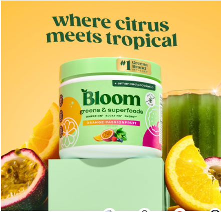 bloom nutrition superfood greens powder, digestive enzymes with probiotics and prebiotics, gut health, bloating relief for women, chlorella, juice mix