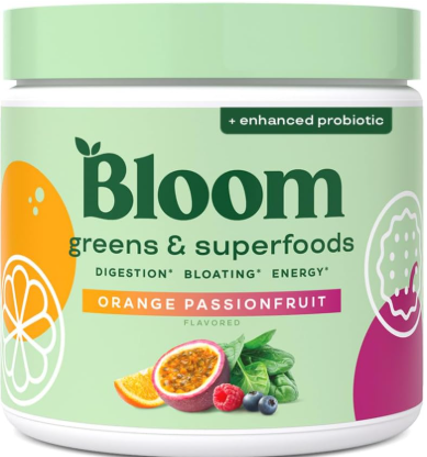 bloom nutrition superfood greens powder, digestive enzymes with probiotics and prebiotics, gut health, bloating relief for women, chlorella,