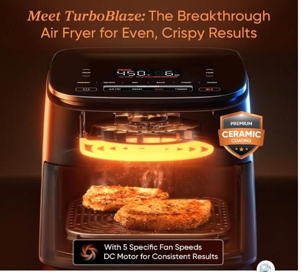 cosor air fryer 9 in 1 compact & larg 6 qt premium caramic coasting1