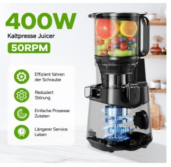 cold press juicer, 5.3 wide feed chute juice extractor machine with 400w, high juice yield, slow masticating juicer for whole vegetables & fruits 3