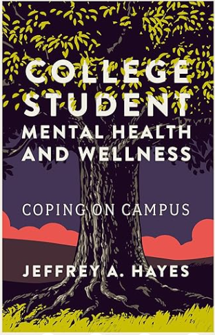 “Smiling college students relaxing outdoors while discussing mental health and wellness strategies on campus.”
