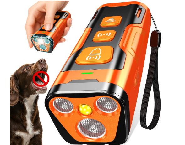 dog bark deterrent device, 3x ultrasonic anti barking, 6 training modes 23 ft range barks no more indoors outdoors behavior correct safe & humane rechargeable compact bark control for dogs