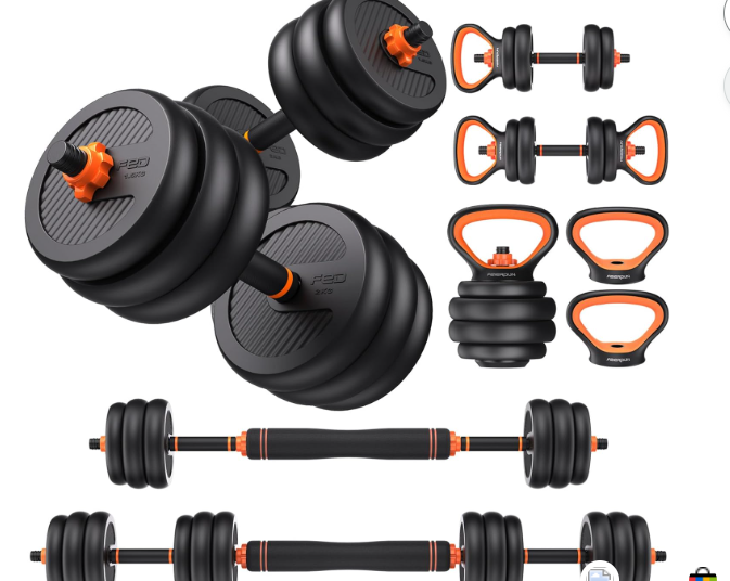 FEIERDUN Adjustable Dumbbells Set – Dumbbells, Barbell, and Kettlebell for Home Gym