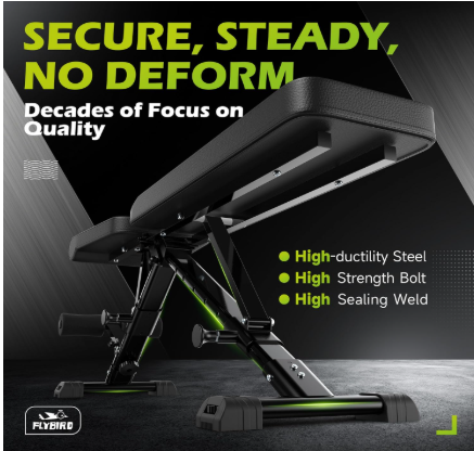 flybird weight bench, adjustable strength training bench for full body workout with fast folding new version 1
