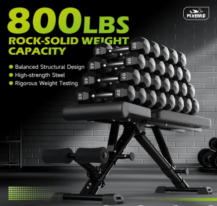 flybird weight bench, adjustable strength training bench for full body workout with fast folding new version 4