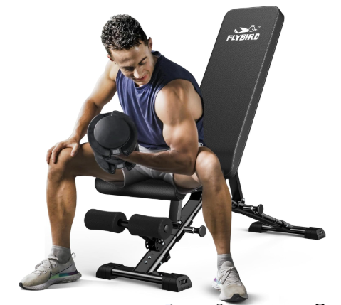 “FLYBIRD Weight Bench New Version adjustable strength training bench folded view”