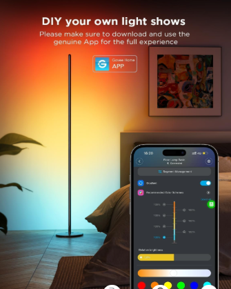 govee rgbic floor lamp basic, led corner lamp works with alexa, 1000 lumen smart modern floor lamp with music sync and 16 million diy colors 2