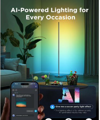 govee rgbic floor lamp basic, led corner lamp works with alexa, 1000 lumen smart modern floor lamp with music sync and 16 million diy colors 3