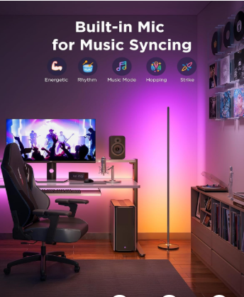 govee rgbic floor lamp basic, led corner lamp works with alexa, 1000 lumen smart modern floor lamp with music sync and 16 million diy colors 7