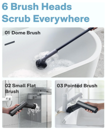 hoto cordless electric spin scrubber, ipx7 full body waterproof bathroom cleaning brush, max 22 in lb 1