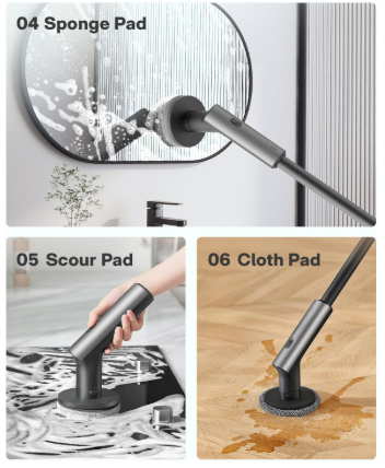 hoto cordless electric spin scrubber, ipx7 full body waterproof bathroom cleaning brush, max 22 in lb2