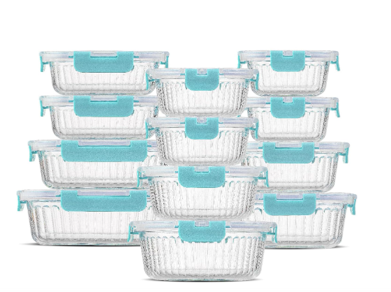 joyjolt 24pc borosilicate glass storage containers with lids 12 airtightfreezer safe food storage containers 1