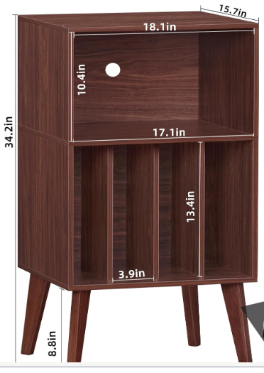 lerliuo record player stand wanut turntable stand holds7