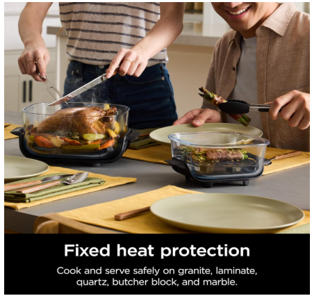 ninja crispi air fryer, microwave, freezer & dishwasher safe, non toxic glass portable cooking system, 4 qt & 6 cup glass containers with storage lids, easy meals, air fry, 2