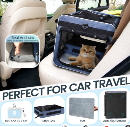 petskd extra large cat carrier with wheels and litter box, 24x17x17 rolling soft carrier 2