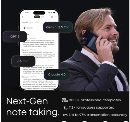 plaud note ai voice recorder, ai note taking device, transcribe & summarize, support 112 languages, 64gb navy blue digital audio recorder for lectures 1
