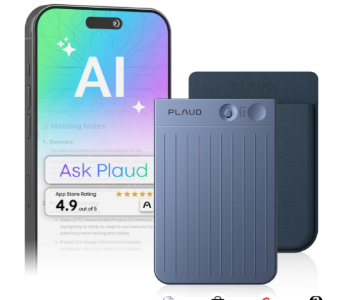 plaud note ai voice recorder, ai note taking device, transcribe & summarize, support 112 languages, 64gb navy blue digital audio recorder for lectures