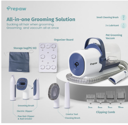 premium pet grooming kit with vacuum, 11000pa suction power, 2.5l dust cup, 7 grooming tools, cordless paw trimmer, nail grinder, large capacity dust cup, whisper operation, usa design 2