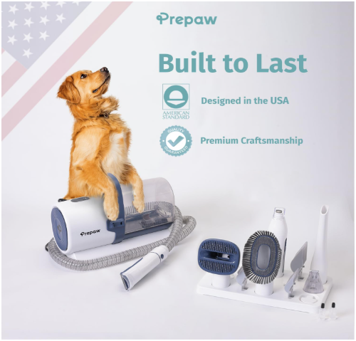 premium pet grooming kit with vacuum, 11000pa suction power, 2.5l dust cup, 7 grooming tools, cordless paw trimmer, nail grinder, large capacity dust cup, whisper operation, usa design 89