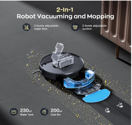 Robot Vacuum and Mop Combo, 2 in 1 Robotic Vacuums Cleaner with WiFi/App, Strong Suction, Schedule, Self-Charging,review robot vacum and mop combo 2 in 1 robotic vacume cleaner with wfiapp ,robot suction