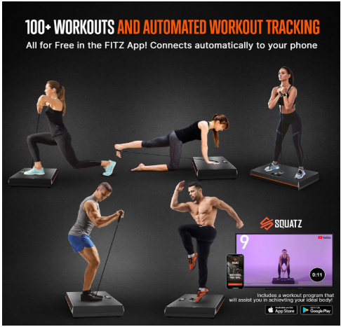 squatz pluto home smart gym, 100 lbs adjustable resistance, all in one digital fitness machine with wifi & bluetooth, compact full body workout equipment for strength training 2