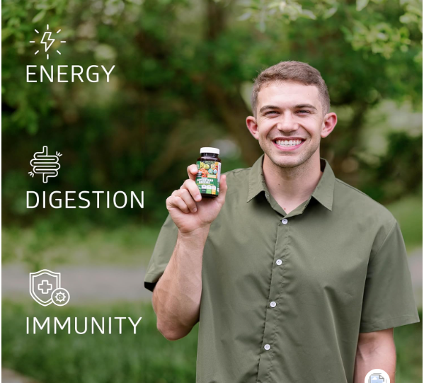 usda organic superfood greens [28 powerful ingredients] natural super greens capsules, fruit and veggie supplement with alfalfa, beet root and ginger to...5