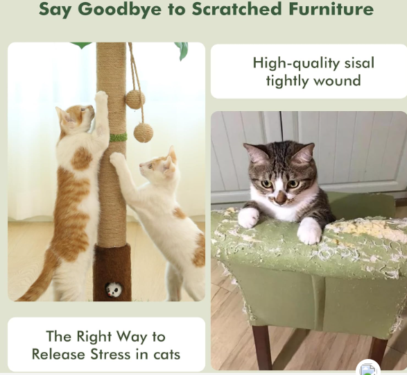 woochpet cat scratching post 35 tall cat scratcher tree tower
