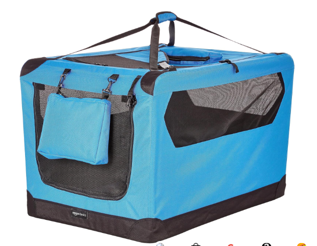 amazon basics folding portable soft pet dog crate carrier kennel, 36 x 24 x 24 inches, blue 1