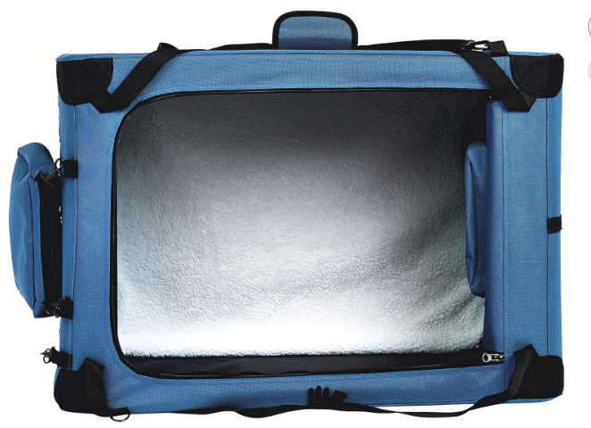 amazon basics folding portable soft pet dog crate carrier kennel, 36 x 24 x 24 inches, blue3