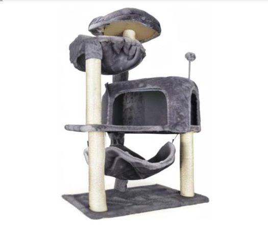 yunique cat tree with cat condo and big hammock, grey 7