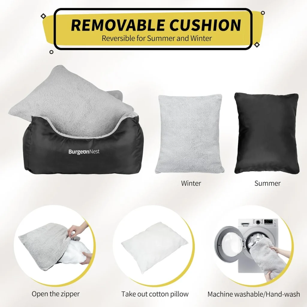 Luxury Washable Dog Car Seat & Travel Bed (Under 25 lbs) with Storage: burgeonnest dog care seat for small dogs, soft pet car travel home 3