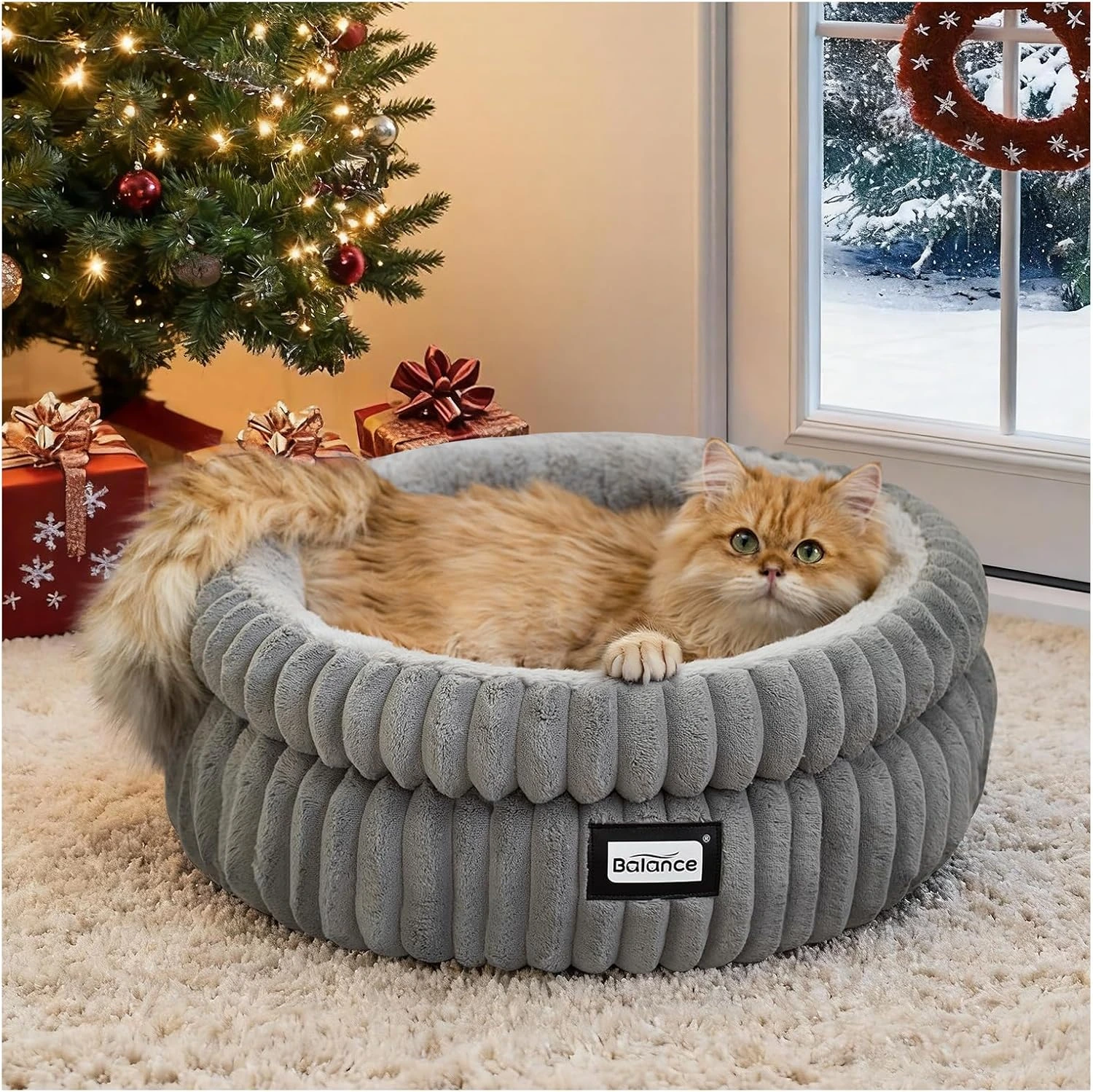 Balance Cat Bed – Super Soft Washable Round Plush Bed for Indoor Cats
