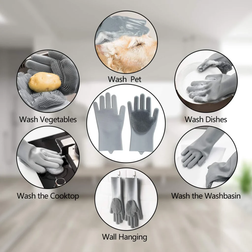 pet grooming gloves gentle dog bathing shampoo brush massage 4