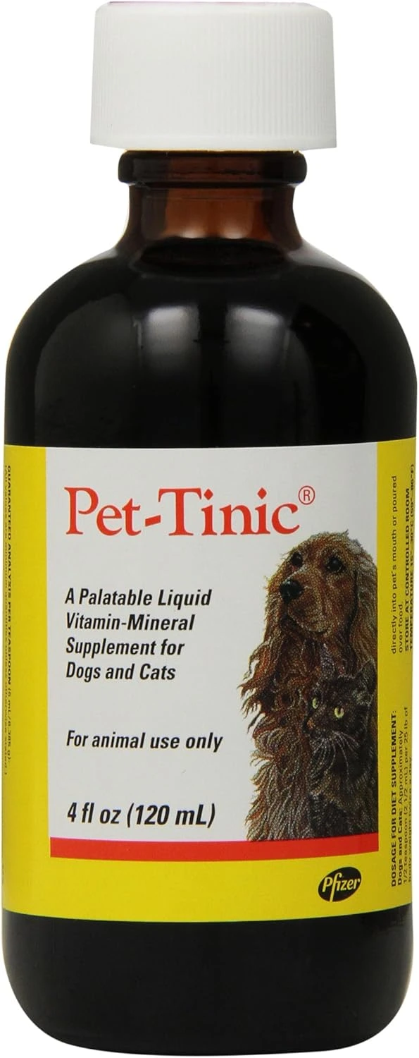 “Pfizer Pet-Tinic Vitamin-Mineral Supplement 4 oz bottle for dogs and cats”